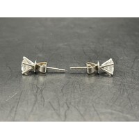 Ladies 18ct White Gold CZ Stud Earrings