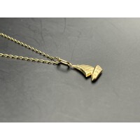 Unisex 14ct Yellow Gold Cable Link Necklace & Yacht Pendant