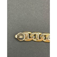 Mens 9ct Yellow Gold Anchor and Birdseye Link Bracelet