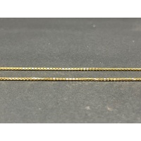 Ladies 9ct Yellow Gold Box Link Necklace and Pendant