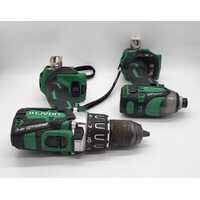 Hitachi Impact Driver and Impact Driver Drill Kit with 2 x Batteries and Charger