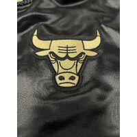 Retro NBA Finals 1998 Chicago Bulls Satin Bomber Jacket Black Gold Size 2XL