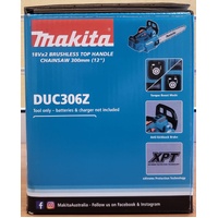 Makita DUC306 300mm 12 Inch Cordless Brushless Top Handle Chainsaw Skin Only