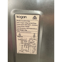 Kogan 4.5kg 1450W Vented Dryer KAJDRYVT45A