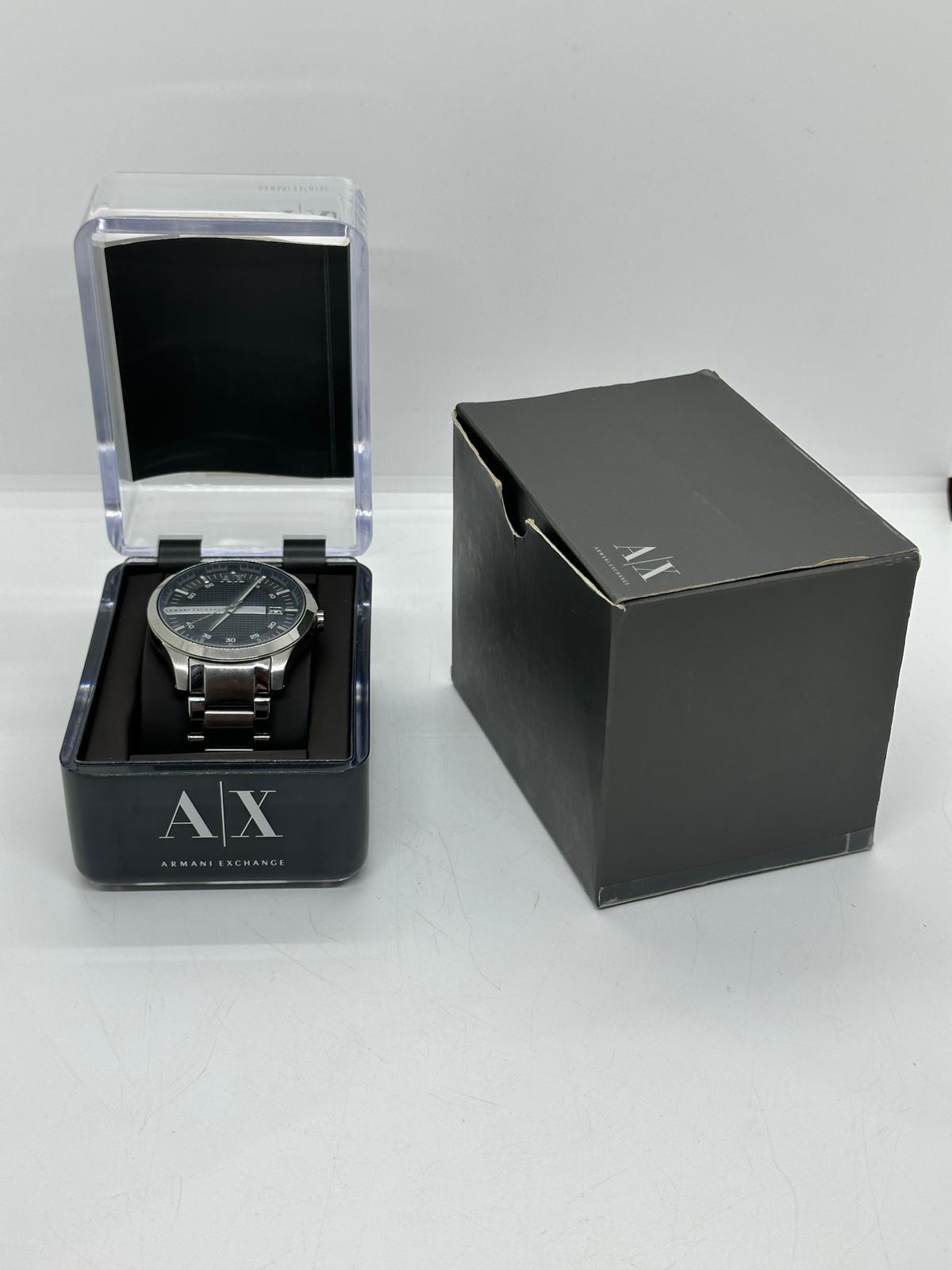 Armani Exchange Hampton Black Face Silver Band Watch AX2103 (Pre-Owned)