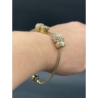 Ladies 9ct yellow Gold Snake Link Charm Bracelet