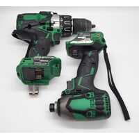 Hitachi Impact Driver and Impact Driver Drill Kit with 2 x Batteries and Charger