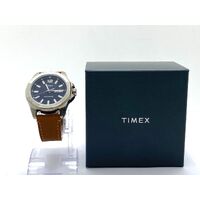 Timex Essex Avenue Brown Genuine Leather Strap Stainless Steel Watch