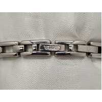 Guess Silver Tone Rectangle Black Face Link Bracelet Band Ladies Watch G76041L