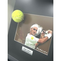 Roger Federer Signed Dunlop Tennis Ball in Print Frame Memorabilia with COA