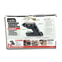 Ozito SDL-5000 3.6V Screwdriver Torch with USB Charging Base in Box