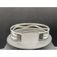 Unisex Sterling Silver 925 Swirl Cuff Bangle (Brand New)