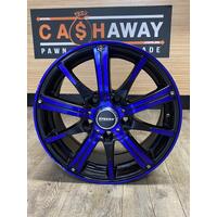 Speedy Rims Rimfire 4 x 15 Inch Sport Rims Gloss Black Electric Blue