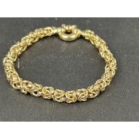 Ladies 9ct Yellow Gold Fancy Knot Like Link Bracelet (Pre-Owned)