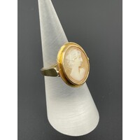 Ladies Solid 9ct Yellow Gold Cameo Fine Jewellery Ring 5.0 Grams Size UK L 1/2 