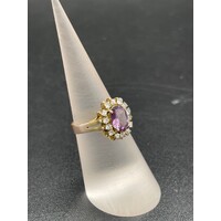 Ladies 9ct Yellow Gold Purple Gemstone Ring (Pre-Owned)