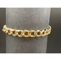 Mens 9ct Solid Yellow Gold Curb Link Bracelet Luxury Fine Jewellery