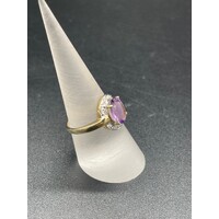 Ladies 9ct Solid Yellow Gold Purple Gemstone Dress Ring Fine Jewellery