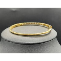 Ladies 14ct Yellow Gold Diamond Oval Bangle (Pre-Owned)