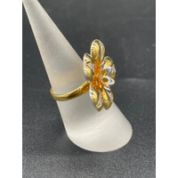 Ladies 18ct Yellow Gold Flower Design Ring (Pre-Owned)