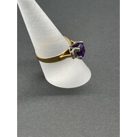 Ladies 18ct Yellow Gold Purple Gemstone Ring (Pre-Owned)