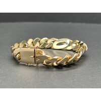 Mens 9ct Yellow Gold Birdseye/Curb Link Chunky Bracelet