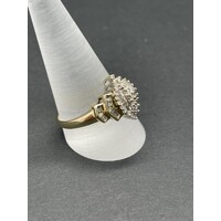 Ladies 9ct Yellow Gold Diamond Cluster Ring