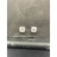 Ladies 18ct White Gold CZ Stud Earrings