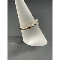 Ladies 9ct Yellow Gold Twisted Design Diamond Ring