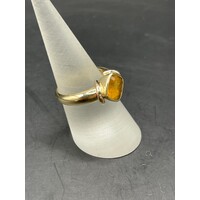 Ladies 9ct Yellow Gold Yellow Gemstone Ring