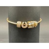 Ladies 9ct yellow Gold Snake Link Charm Bracelet