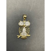 Ladies 9ct Yellow Gold Owl Animal Pendant