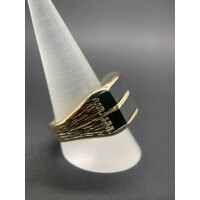 Men's 9ct Yellow Gold Black Gemstone Ring