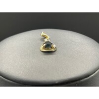 Ladies 9ct Yellow Gold Tear Drop Blue Gemstone Pendant