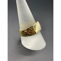 Mens 9ct Yellow Gold Diamond Ring