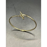 Ladies 9ct Yellow Gold Round Hinged Cuff Bangle