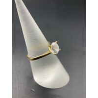 Ladies 14ct Yellow Gold Solitaire Cubic Zirconia Ring