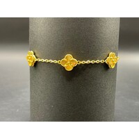 Ladies 21ct Yellow Gold Clover Charm Bracelet