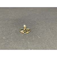 Unisex 9ct Yellow Gold Heart Shape No.18 Pendant