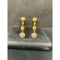 Ladies 21ct Yellow Gold Dangle Earrings