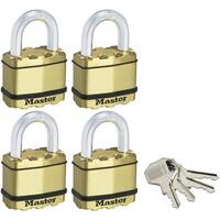 Master Lock Excell Laminated Padlock 50mm 4 Pack M5BQAU Tough Under Fire