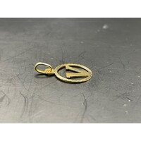 Unisex 18ct Yellow Gold Letter V Pendant