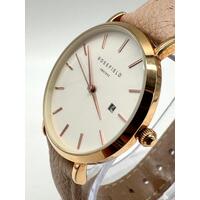 Rosefield RF165 Ladies Pink Rose Gold Leather Band Watch Analog Display