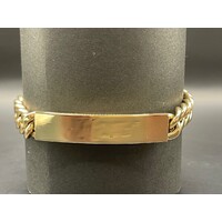 Unisex 14ct Yellow Gold Curb Link ID Bracelet