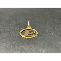 Unisex 18ct Yellow Gold Letter E Pendant