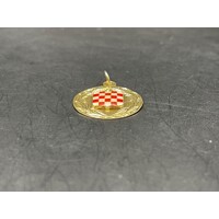 Unisex 18ct Yellow Gold Round Croation Sheild Pendant