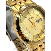 Citizen Men's Gold Dial Day Date Quartz Watch GN-4-S WR 5 Bar Stainless Steel