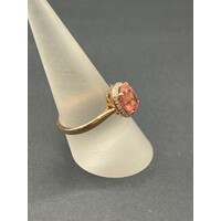 Ladies 10ct Rose Gold Morganite and Diamond Ring