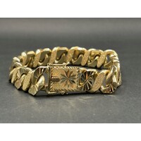 Mens 9ct Yellow Gold Chuncky Curb Link Bracelet