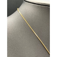 Ladies 9ct Yellow Gold Box Link Necklace and Pendant